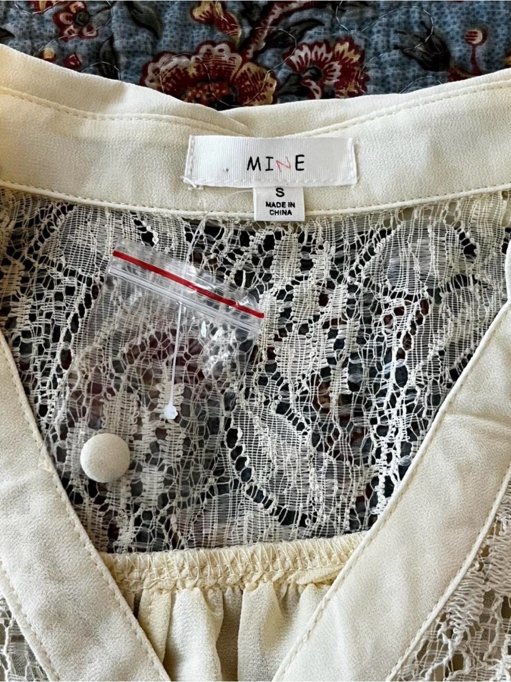Mine Yellow Lace Blouse Cropped
Shear See Through w/ Tie Front Detail Cross Back - Picture 3 of 6